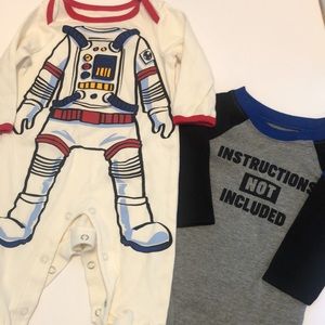 Baby Pajamas Full Onesie Astronaut and Long sleeve baby shirt Onesie Size 3/6M